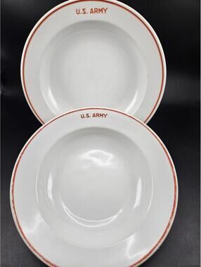 Set 2 Vintage Johann Haviland Bavaria U.S. Army Soup Pasta Bowls Germany 9.25”